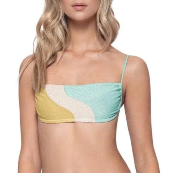 NWT Pilyq PQ Swim Divine Luna Wave Shimmer Bikini Top - Picture 1 of 9
